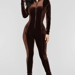 Brown Suede Jumpsuit